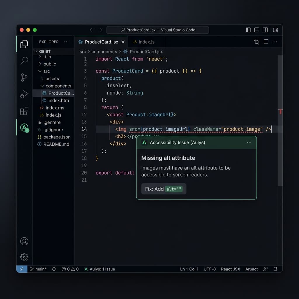 Accessibility checks, inline as you code. interface